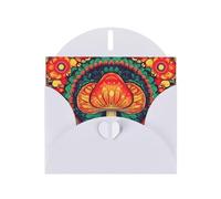 WHJSSF White Greeting Card Abstract Mushroom Colorful Mandala Printed Perfect for Valentine's Day, Wedding Anniversary & Party Invitations