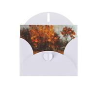 WHJSSF White Greeting Card Autumn Wind and Falling Leaves Prints 4x6in for Christmas, children's birthdays, Valentine's Day, wedding anniversaries, and party invitations