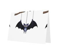 WHJSSF White Greeting Card Bat hanging on a branch Printed Perfect for Valentine's Day, Wedding Anniversary & Party Invitations
