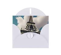 WHJSSF White Greeting Card Beautiful Tower Paris Prints 4x6in for Christmas, children's birthdays, Valentine's Day, wedding anniversaries, and party invitations