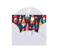 WHJSSF White Greeting Card Colorful Gnomes Prints 4x6in for Christmas, children's birthdays, Valentine's Day, wedding anniversaries, and party invitations