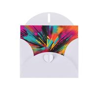 WHJSSF White Greeting Card Colorful Spray Pattern Prints 4x6in for Christmas, children's birthdays, Valentine's Day, wedding anniversaries, and party invitations