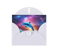 WHJSSF White Greeting Card Colorful Starry Sky Ocean Dolphin Printed Perfect for Valentine's Day, Wedding Anniversary & Party Invitations