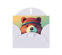 WHJSSF White Greeting Card Cute Beaver Prints 4x6in for Christmas, children's birthdays, Valentine's Day, wedding anniversaries, and party invitations
