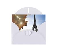 WHJSSF White Greeting Card Eiffel Tower Paris View Prints 4x6in for Christmas, children's birthdays, Valentine's Day, wedding anniversaries, and party invitations