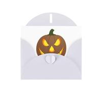 WHJSSF White Greeting Card Evil smiling pumpkin Printed Perfect for Valentine's Day, Wedding Anniversary & Party Invitations