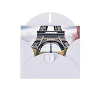 WHJSSF White Greeting Card Flower Paris Eiffel Tower Prints 4x6in for Christmas, children's birthdays, Valentine's Day, wedding anniversaries, and party invitations