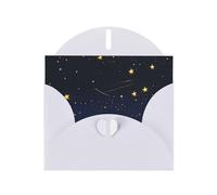 WHJSSF White Greeting Card Golden stars in the night sky Printed Perfect for Valentine's Day, Wedding Anniversary & Party Invitations