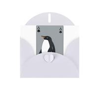 WHJSSF White Greeting Card Penguin print on playing cards Printed Perfect for Valentine's Day, Wedding Anniversary & Party Invitations