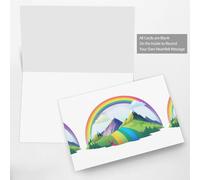 WHJSSF White Greeting Card Rainbow behind the mountain Printed Perfect for Valentine's Day, Wedding Anniversary & Party Invitations