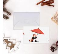 WHJSSF White Greeting Card Red panda under the parasol Printed Perfect for Valentine's Day, Wedding Anniversary & Party Invitations