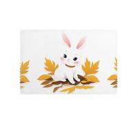WHJSSF White Rabbit On Dead Leaves Prints Placemats Set of 6 12x18in - Durable Table Layers with Heat-Resistant & Wrinkle-Free Polyester