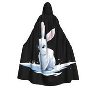WHJSSF White rabbit under the snow Printing Halloween Adult Hooded Cape Cloak - Super Large Hooded Cloak No Zipper
