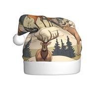 WHJSSF wildlife hunting deer bear elk Printing Christmas Hat for Adult quality festive accessory crafted soft, lightweight