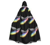 WHJSSF Wings covered with light Prints Halloween Adult Hooded Cloak is a super large, comfortable, and durable cloak