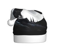 WHJSSF Wolf howling under the moonlight Pattern Christmas hat for Adult Suitable for Halloween, Christmas and New Year wear