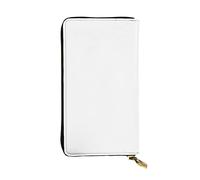 WHJSSF Women's Long Leather Wallet with Zipper Coin Pocket | Durable Faux Leather Organizer Gift For Mom Girlfriend Solid Color White Pattern