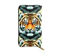 WHJSSF Women's Long Leather Wallet with Zipper Coin Pocket | Durable Faux Leather Organizer Gift For Mom Girlfriend Little Fat Tiger Head Pattern