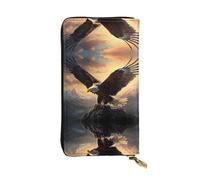 WHJSSF Women's Long Leather Wallet with Zipper Coin Pocket | Durable Faux Leather Organizer Gift For Mom Girlfriend Mighty Eagles Pattern
