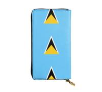 WHJSSF Women's Long Leather Wallet with Zipper Coin Pocket | Durable Faux Leather Organizer Gift For Mom Girlfriend Flag Of Saint Lucia Pattern
