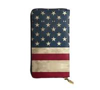 WHJSSF Women's Long Leather Wallet with Zipper Coin Pocket | Large Capacity Clutch Purse For Cards Cash Checkbook U.S. Flag Pattern