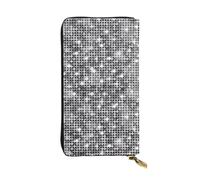 WHJSSF Women's Long Leather Wallet with Zipper Coin Pocket | Large Capacity Clutch Purse For Cards Cash Checkbook Silver Sequin Sparkle Pattern Pattern