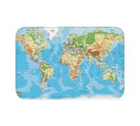 WHJSSF World Map Prints Hem Mat 40x60 - Well-crafted Bathroom Throw Rug | Quick-Drying Accent Cover for Guest Rooms & Spa Retreats