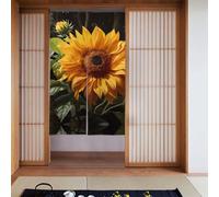 WHJSSF yellow sunflower on a brown background Printed Door curtain partition splicing privacy protection suitable for kitchen, bathroom, room 34x56in