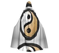 WHJSSF Ying Yang Diagram Printing Halloween Adult Hooded Cloak for various party and carnival settings