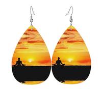 WHJSSF Yoga Meditation Prints Dangle Water Drop Earrings - Chic Faux Leather Drops for Festive & Everyday Style