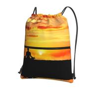 WHJSSF Yoga Meditation Prints Drawstring Zipper Backpack - Lightweight Foldable Gym Bag for Travel, Yoga, Hiking & Everyday Essentials