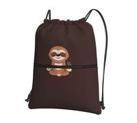 WHJSSF Yoga Sloth Coffee Prints Drawstring Zipper Backpack - Lightweight Foldable Gym Bag, Travel Duffel with Front Pocket & Interior Organizer