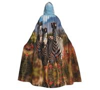 WHJSSF Zebras On South Africa Prints Halloween Adult Hooded Cape Cloak For Role-Playing, Stage Costumes, Parties Easy Care