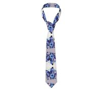 WHJWXC Blue Purple Flower Butterfly Pattern Men's Necktie Business Tie Suitable for Work daily business gatherings and work use, Black, One Size