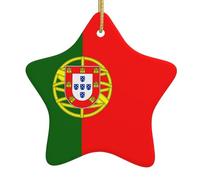 WHJWXC Christmas Ceramic Star Pendant for Festive Decorations and Souvenirs Portuguese Flag Pattern