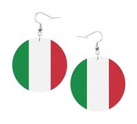 WHJWXC Leather Round Earrings for Women - Trendy and Stylish Accessories for Parties and Holidays Italian flag Prints