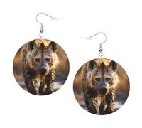 WHJWXC Leather Round Earrings for Women - Trendy and Stylish Accessories for Parties and Holidays Lone Hyena Prints