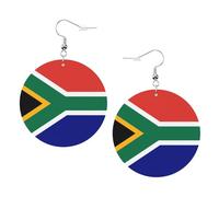 WHJWXC Leather Round Earrings for Women - Trendy and Stylish Accessories for Parties and Holidays South African flag Prints