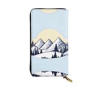 WHJWXC Leather Wallet 7.48 x 4.13 in - Stylish and Durable Wallet for Women with Multiple Compartments and Zipper Design White Snowy Mountains Printing, Black, One Size