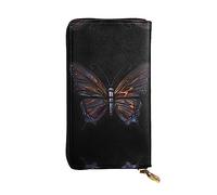 WHJWXC Leather Wallet 7.48 x 4.13 in - Stylish and Durable Wallet for Women with Multiple Compartments and Zipper Design Mystery Butterfly Printing, Black, One Size