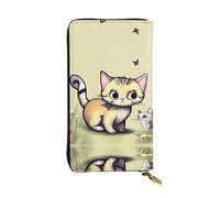 WHJWXC Leather Wallet 7.48 x 4.13 in - Stylish and Durable Wallet for Women with Multiple Compartments and Zipper Design Cat and Butterfly Pattern, Black, One Size
