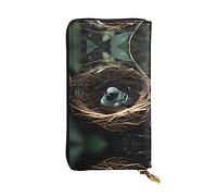 WHJWXC Leather Wallet 7.48 x 4.13 in - Stylish and Durable Wallet for Women with Multiple Compartments and Zipper Design Little bird nest Pattern, Black, One Size
