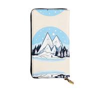 WHJWXC Leather Wallet 7.48 x 4.13 in - Stylish and Durable Wallet for Women with Multiple Compartments and Zipper Design Snow-capped mountains Printing, Black, One Size
