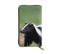 WHJWXC Leather Wallet 7.48 x 4.13 in - Stylish and Durable Wallet for Women with Multiple Compartments and Zipper Design Skunk Pattern, Black, One Size