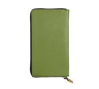 WHJWXC Leather Wallet 7.48 x 4.13 in - Stylish and Durable Wallet for Women with Multiple Compartments and Zipper Design Solid dark green Printing, Black, One Size