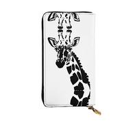 WHJWXC Leather Wallet 7.48 x 4.13 in - Stylish and Durable Wallet for Women with Multiple Compartments and Zipper Design Black and white giraffe Printing, Black, One Size