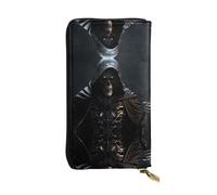 WHJWXC Leather Wallet 7.48 x 4.13 in - Stylish and Durable Wallet for Women with Multiple Compartments and Zipper Design Grim-Reaper Pattern, Black, One Size