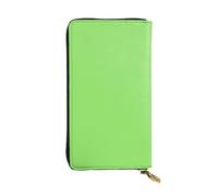 WHJWXC Leather Wallet 7.48 x 4.13 in - Stylish and Durable Wallet for Women with Multiple Compartments and Zipper Design Solid color light green Pattern, Black, One Size