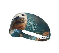 WHJWXC Seal pup in Water Printing Elastic Exercise Headband Head Tie,Headband for Men and Women,Hair Band for Yoga Fitness