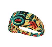 WHJWXC Vintage Aloha Tiki Pattern Pattern Elastic Exercise Headband Head Tie,Headband for Men and Women,Hair Band for Yoga Fitness